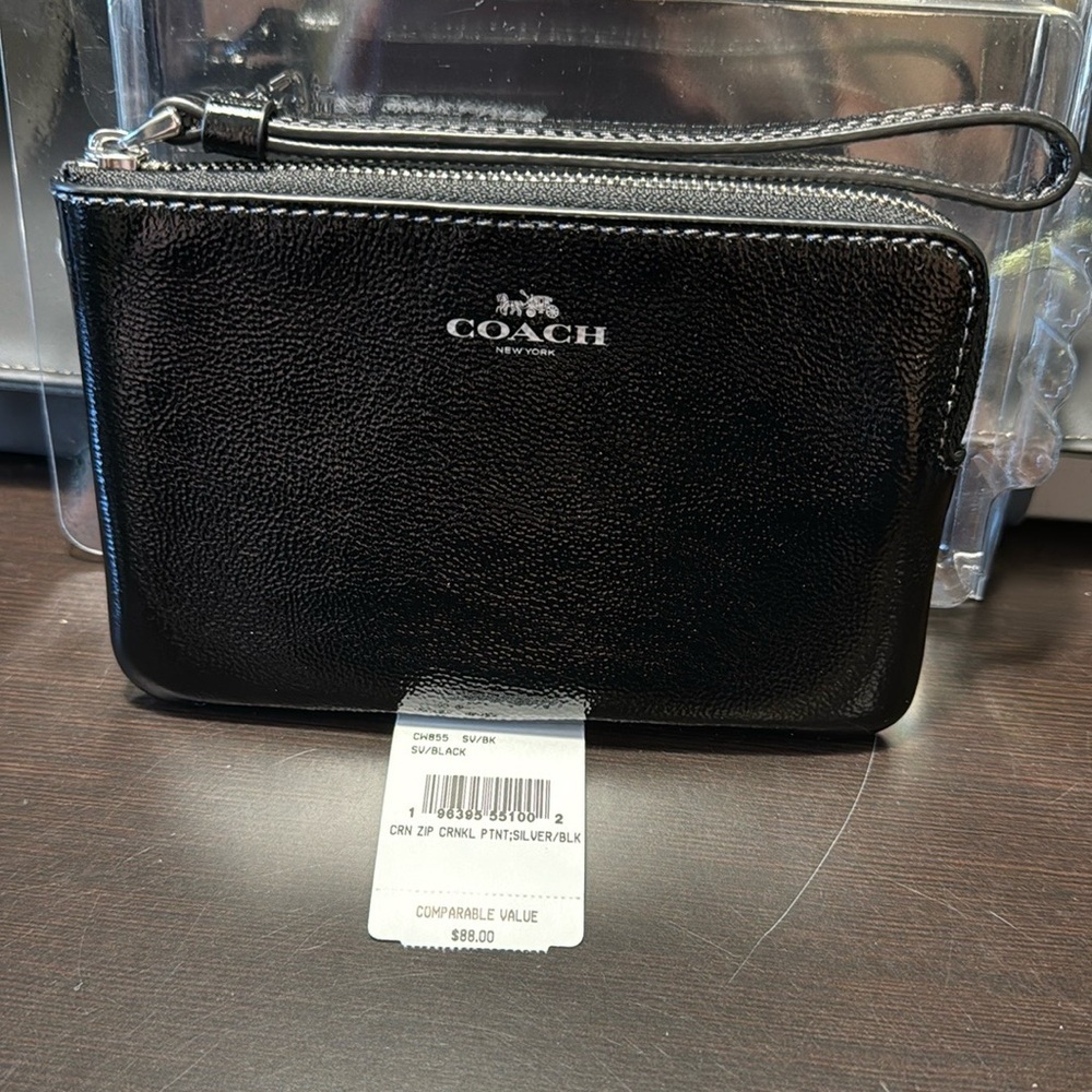 Coach Patient Leather Wristlet New With Tags Black